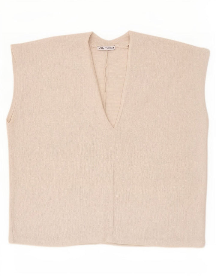 Женская блузка оверсайз Zara Top UK 14, средний бежевый вискоза