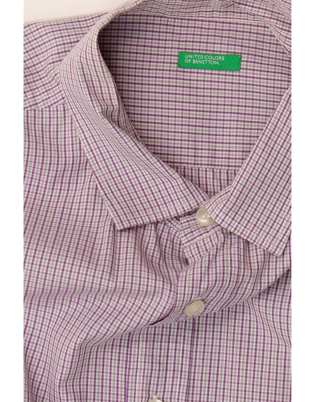 Мужская рубашка с коротким рукавом Benetton, большая фиолетовая клетка