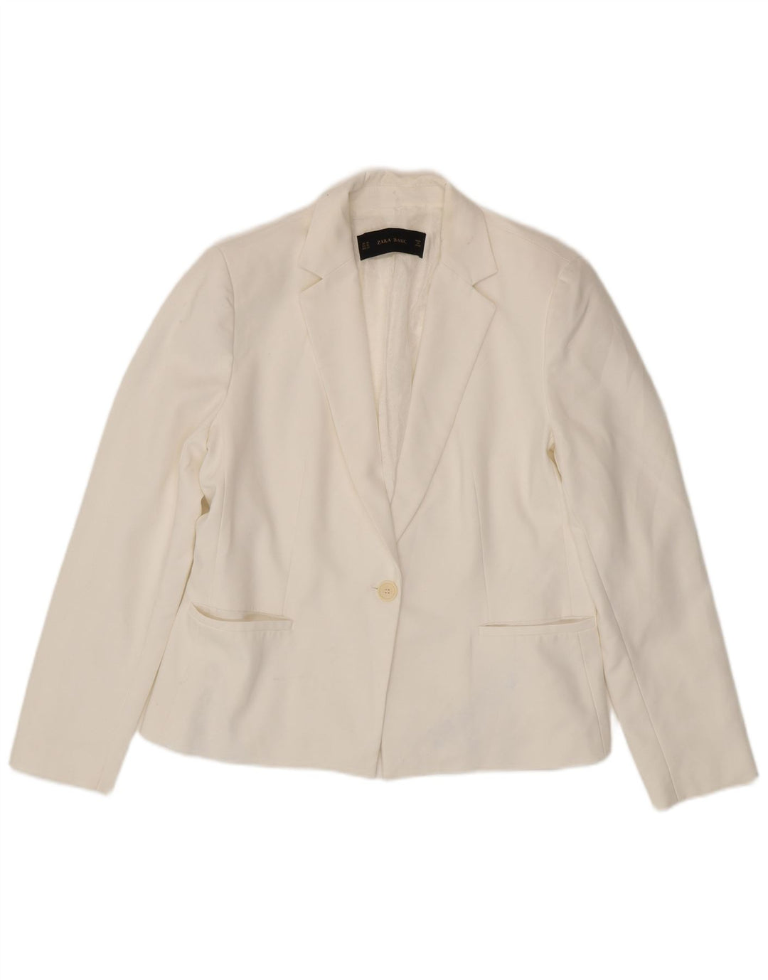 Женский пиджак ZARA на 1 пуговице, Великобритания, 18 XL, белый полиэстер