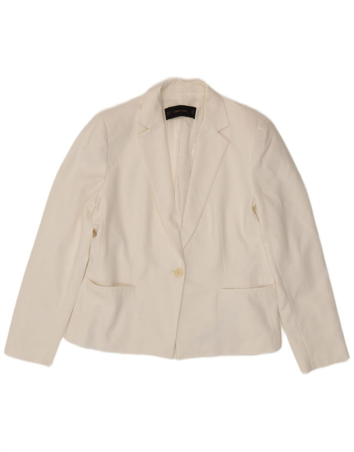 Женский пиджак ZARA на 1 пуговице, Великобритания, 18 XL, белый полиэстер