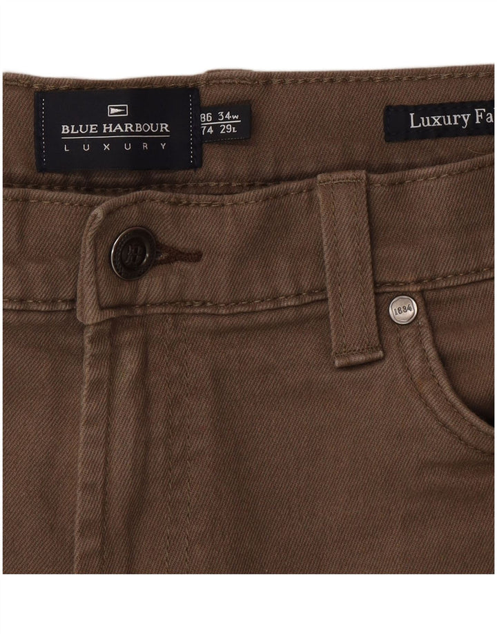 Мужские прямые джинсы Marks & Spencer Blue Harbour W34 L29, бежевый хлопок