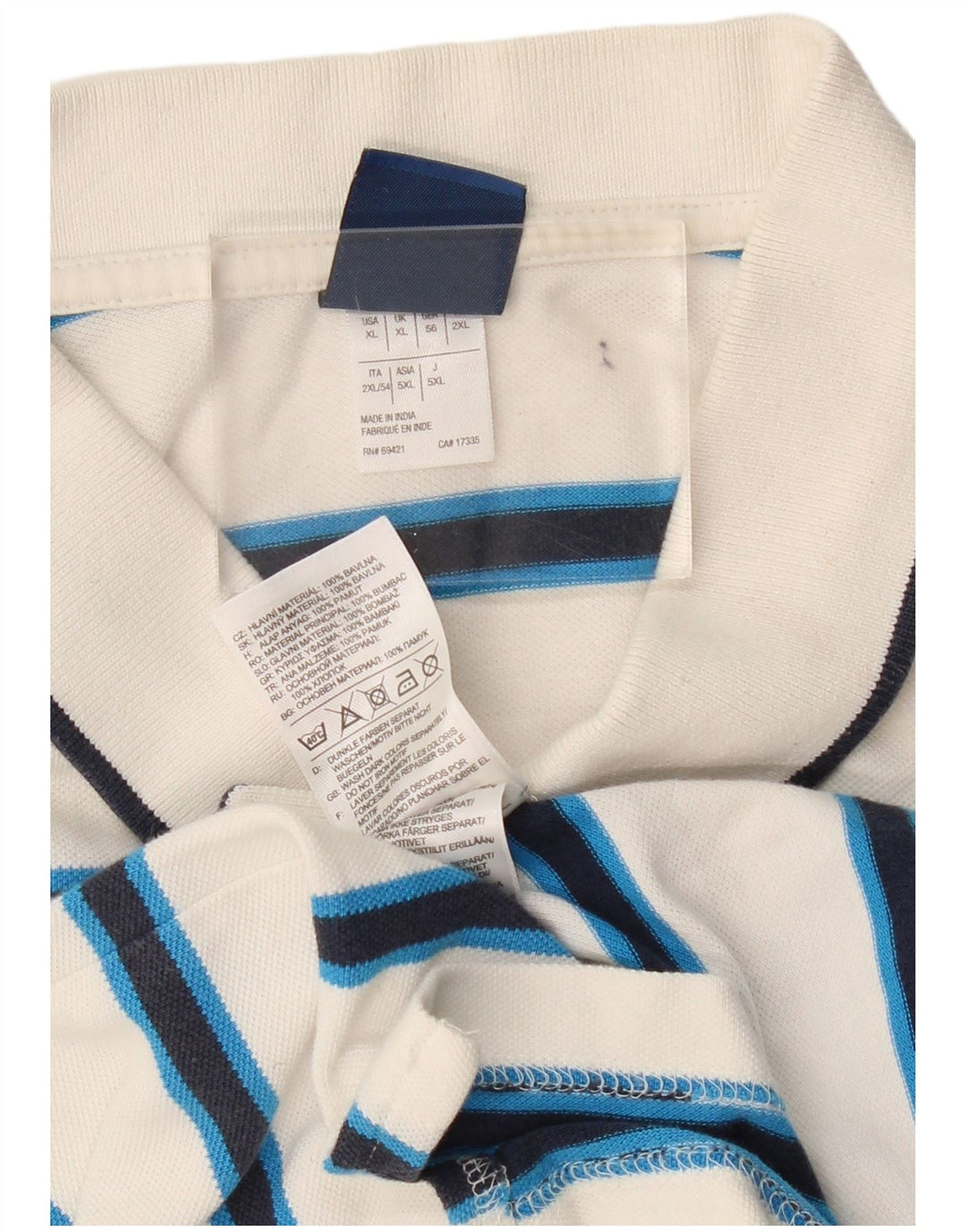 Мужская рубашка-поло REEBOK XL, хлопок в белую полоску