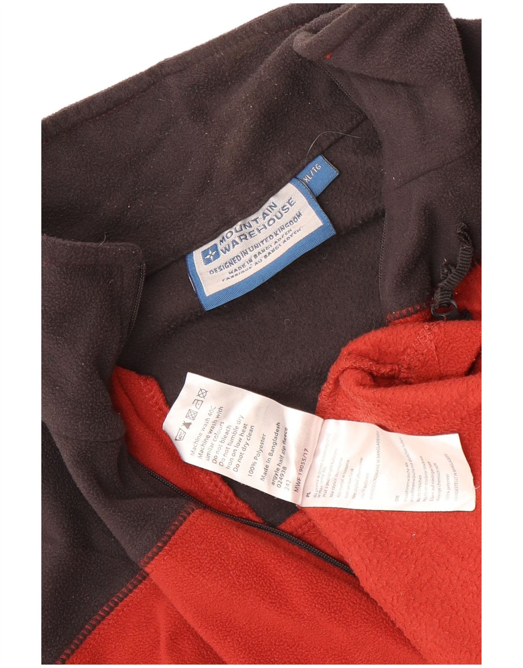 Мужской флисовый джемпер Mountain Warehouse с воротником на молнии XL, красный полиэстер с цветными блоками