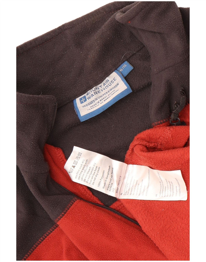 Мужской флисовый джемпер Mountain Warehouse с воротником на молнии XL, красный полиэстер с цветными блоками