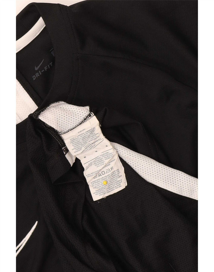 Женская футболка Nike Dri Fit Top UK 14, средний черный полиэстер с цветными блоками