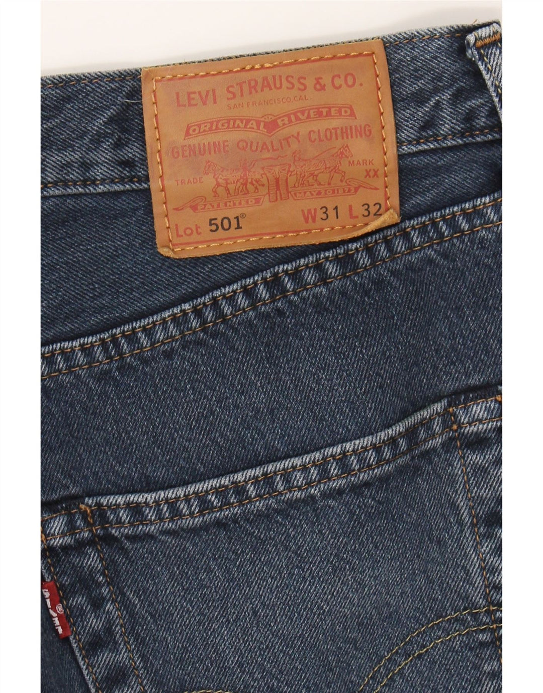 LEVI'S Mens 501 Straight Jeans W31 L32 Navy Blue Cotton