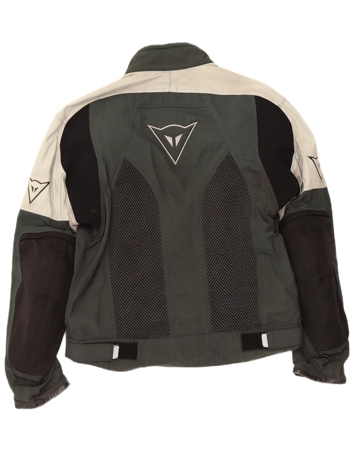 Женская гоночная куртка Dainese с графическим рисунком EU 52, нейлон среднего серого цвета с цветными блоками