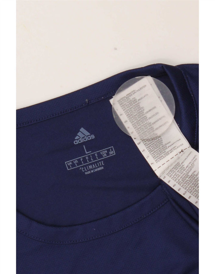 Мужская футболка Adidas Climalite, большой темно-синий полиэстер с цветными блоками