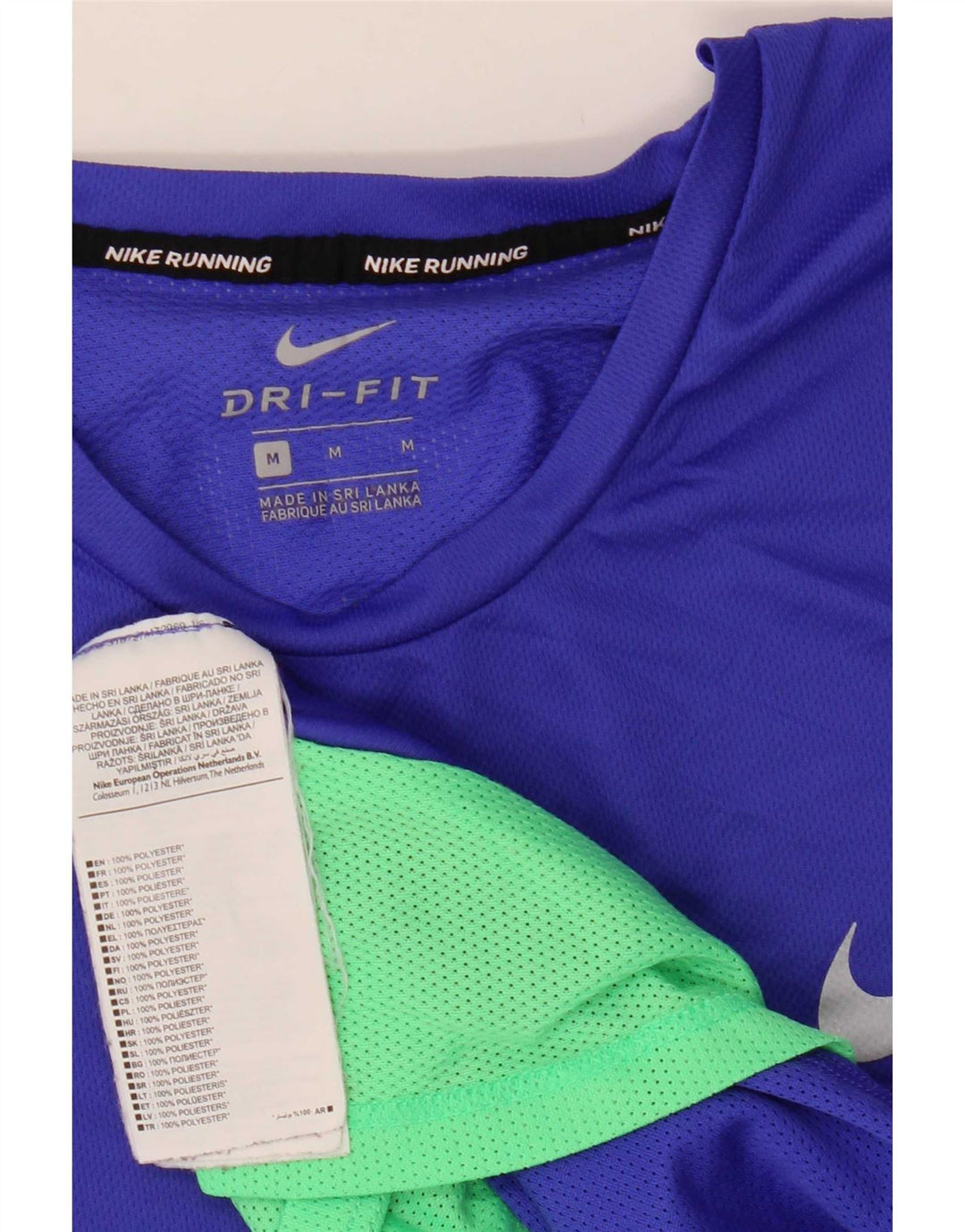Женская футболка Nike Dri Fit Top UK 14, средний синий полиэстер с цветными блоками