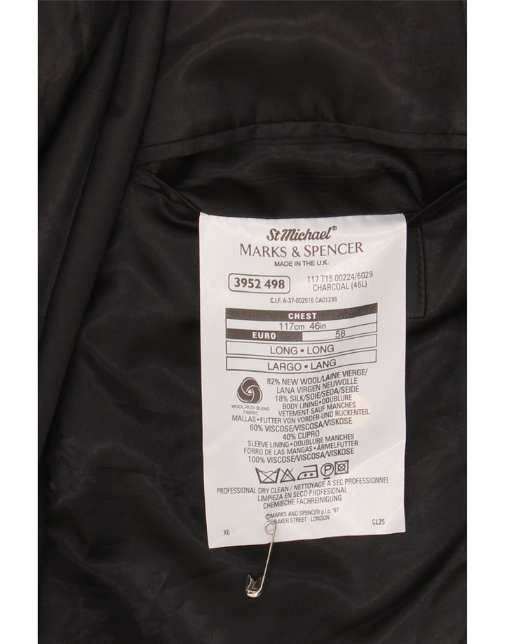 Мужской длинный пиджак на двух пуговицах Marks & Spencer, Великобритания, 46 XL, серый, новая шерсть