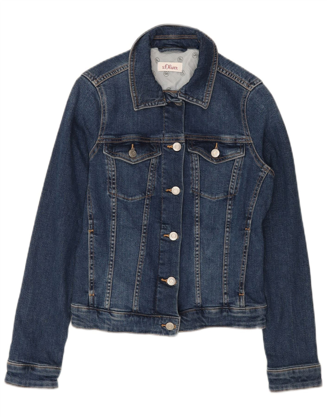 S.OLIVER Womens Crop Denim Jacket UK 8 Small Blue Cotton