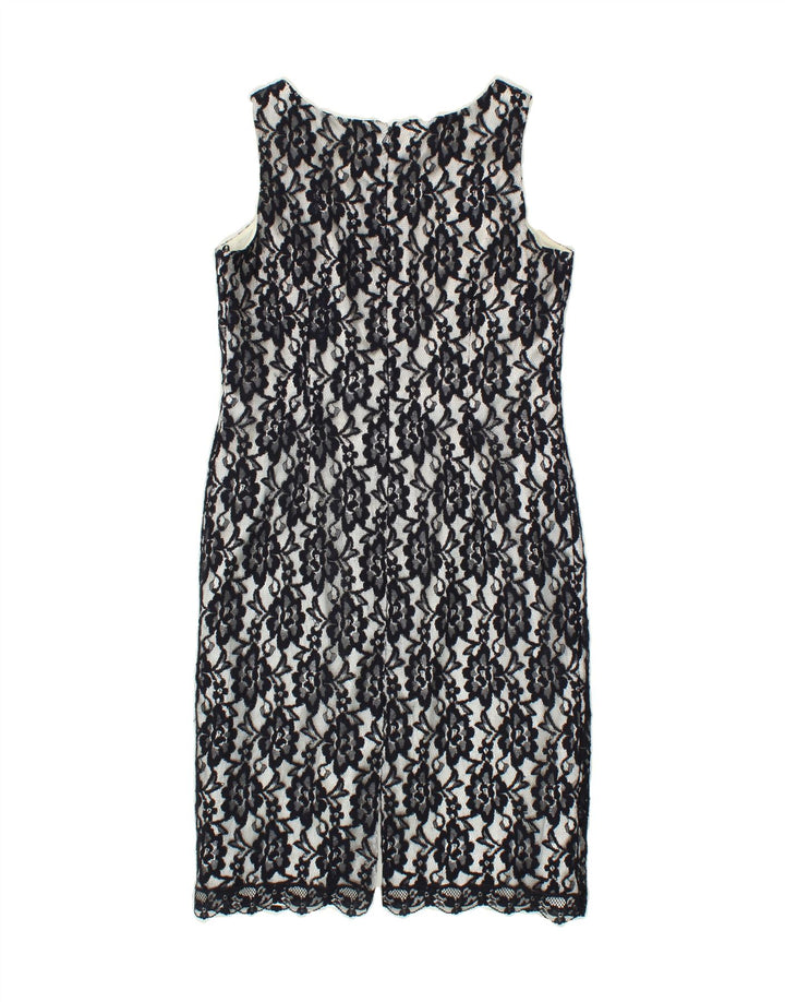 JACQUES VERT Womens Sleeveless Sheath Dress UK 12 Medium Black Floral Vintage Jacques Vert and Second-Hand Jacques Vert from Messina Hembry 
