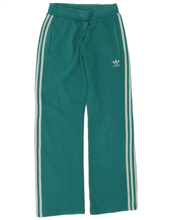 Женские спортивные брюки Adidas UK 12, хлопковый средний зеленый цвет
