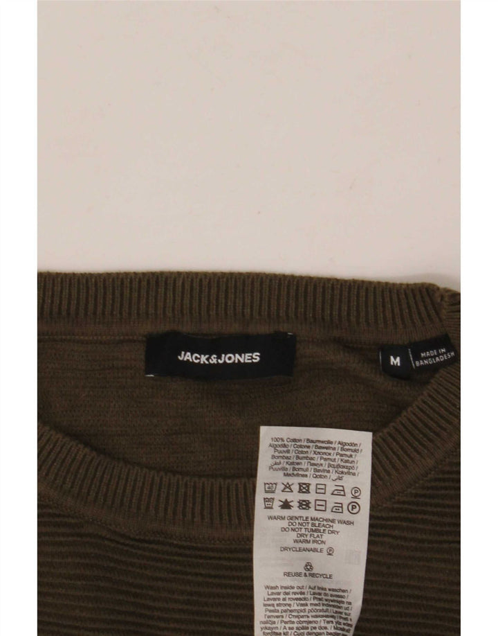 Мужской джемпер с круглым вырезом Jack & Jones, хлопковый свитер среднего цвета хаки