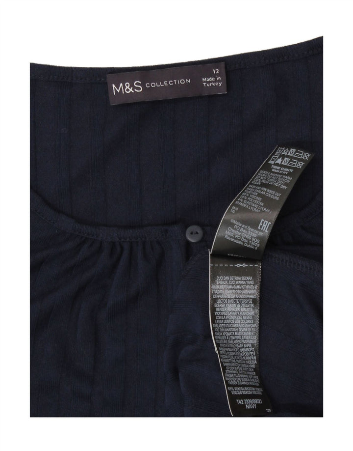 Женское платье А-силуэта с длинными рукавами Marks & Spencer UK 12, средний темно-синий