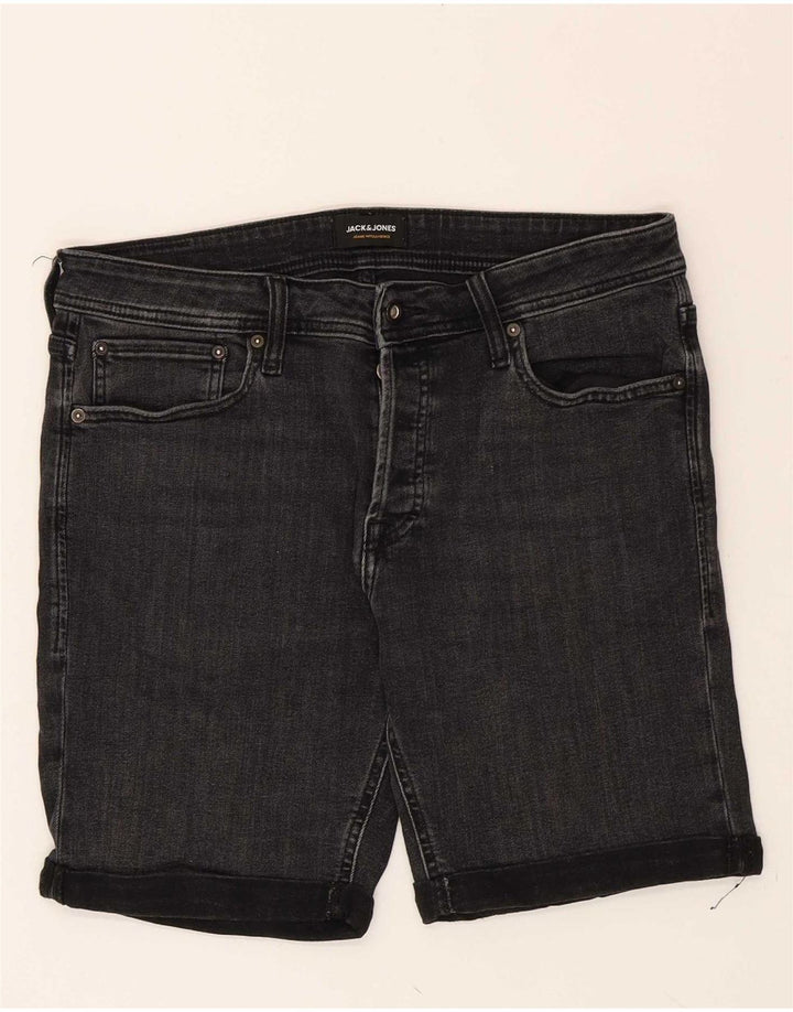 JACK & JONES Mens Denim Shorts Large W34 Black Cotton