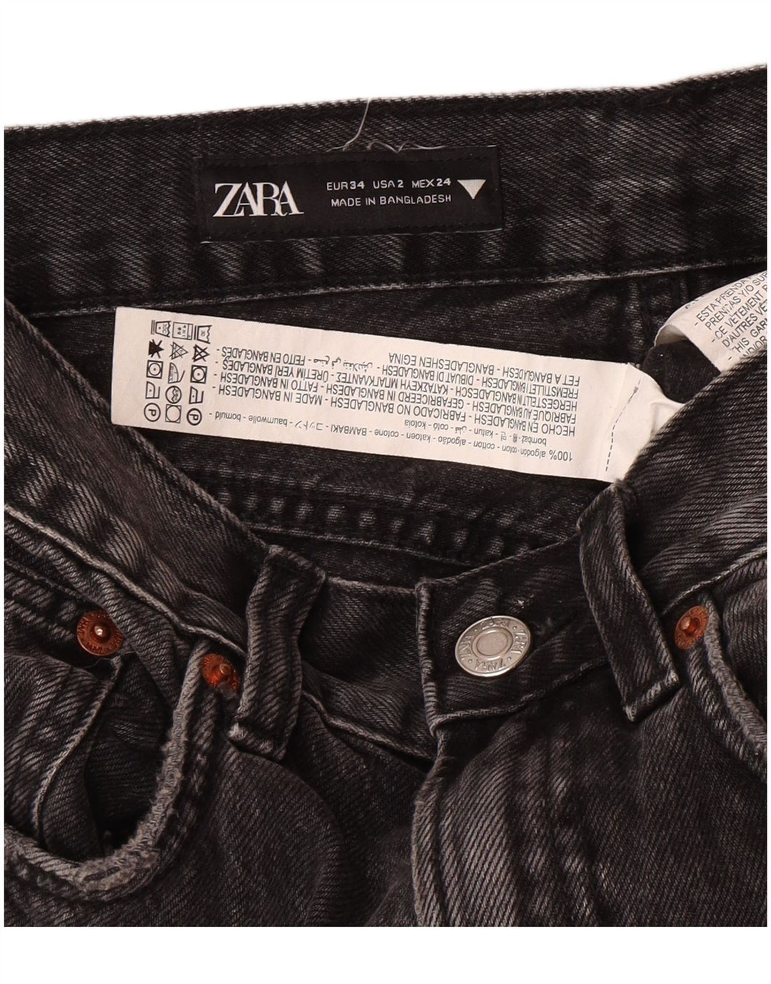 Женские прямые джинсы стандартного кроя Zara EU 34 2XS W24 L30, серые классические