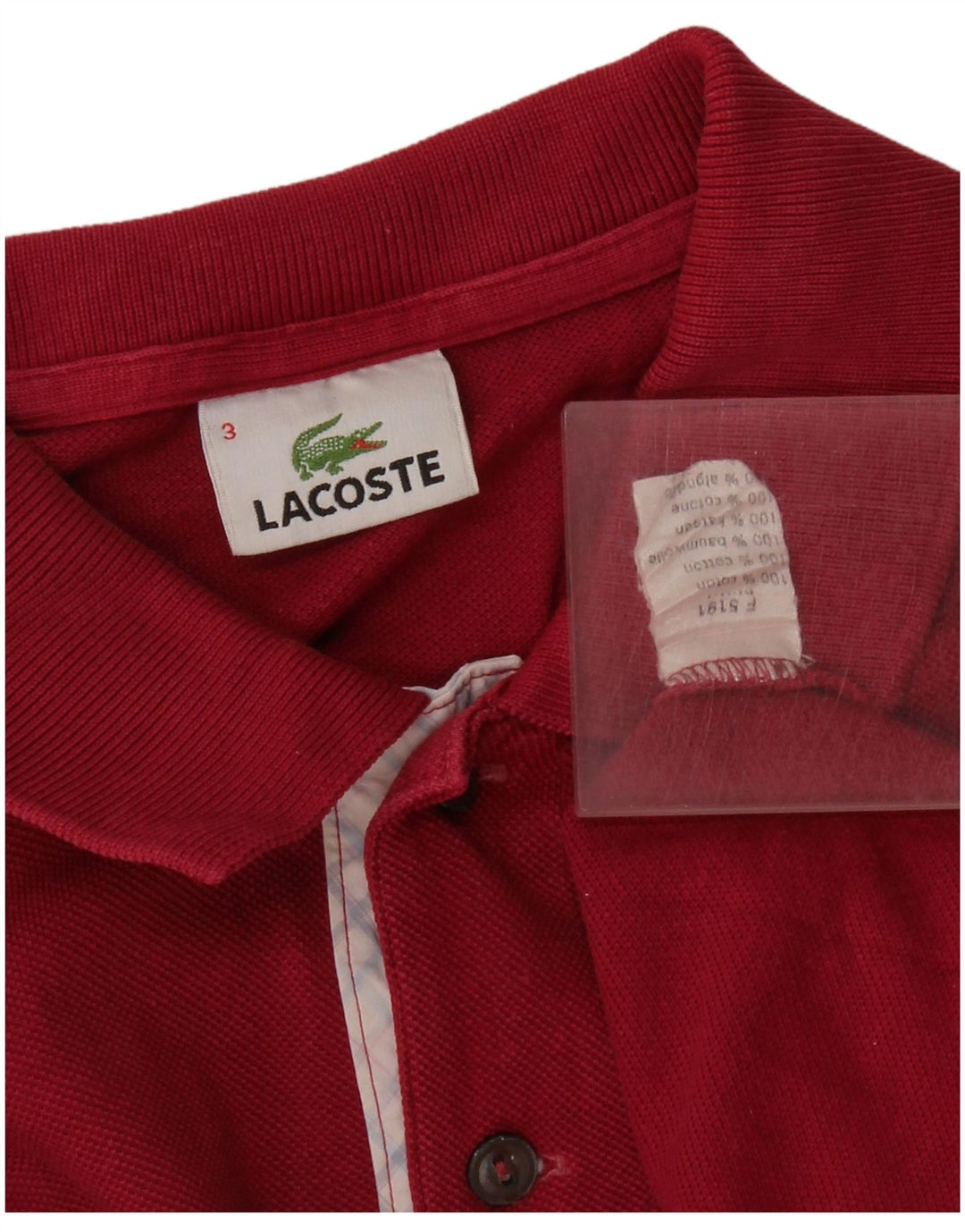 Мужская рубашка-поло LACOSTE, размер 3, маленькая, розовая, хлопок