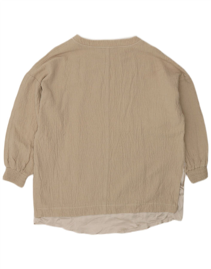 Женская блузка оверсайз Zara UK 6 XS Бежевый хлопок