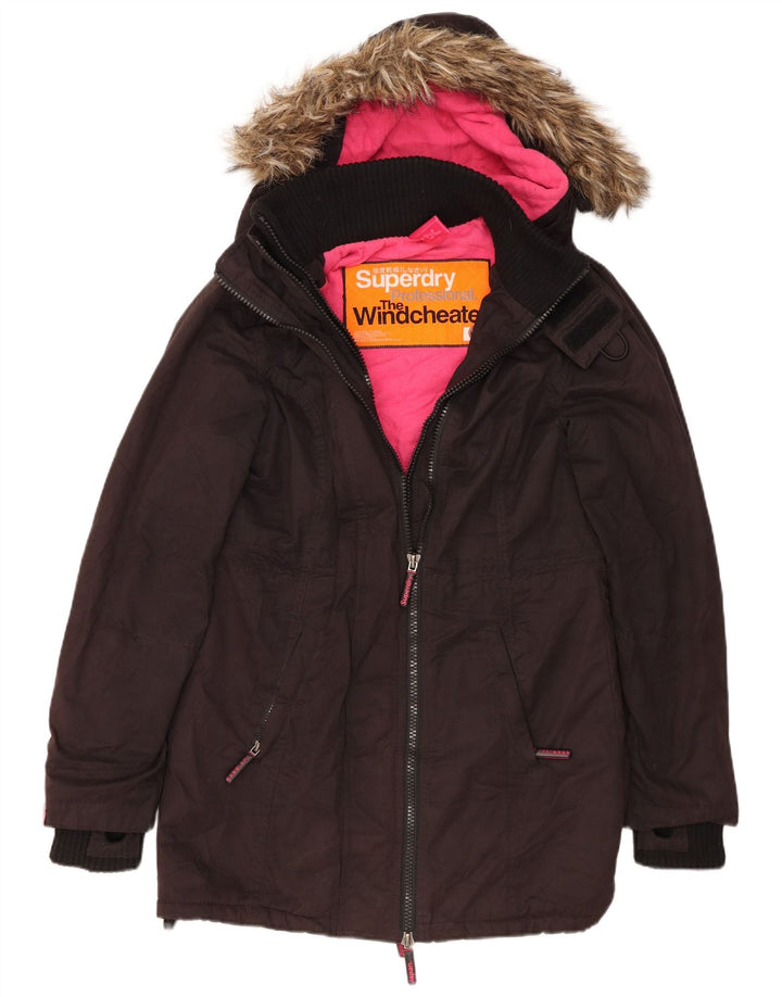 Женская парка-ветровка с капюшоном Superdry UK 14, средний черный