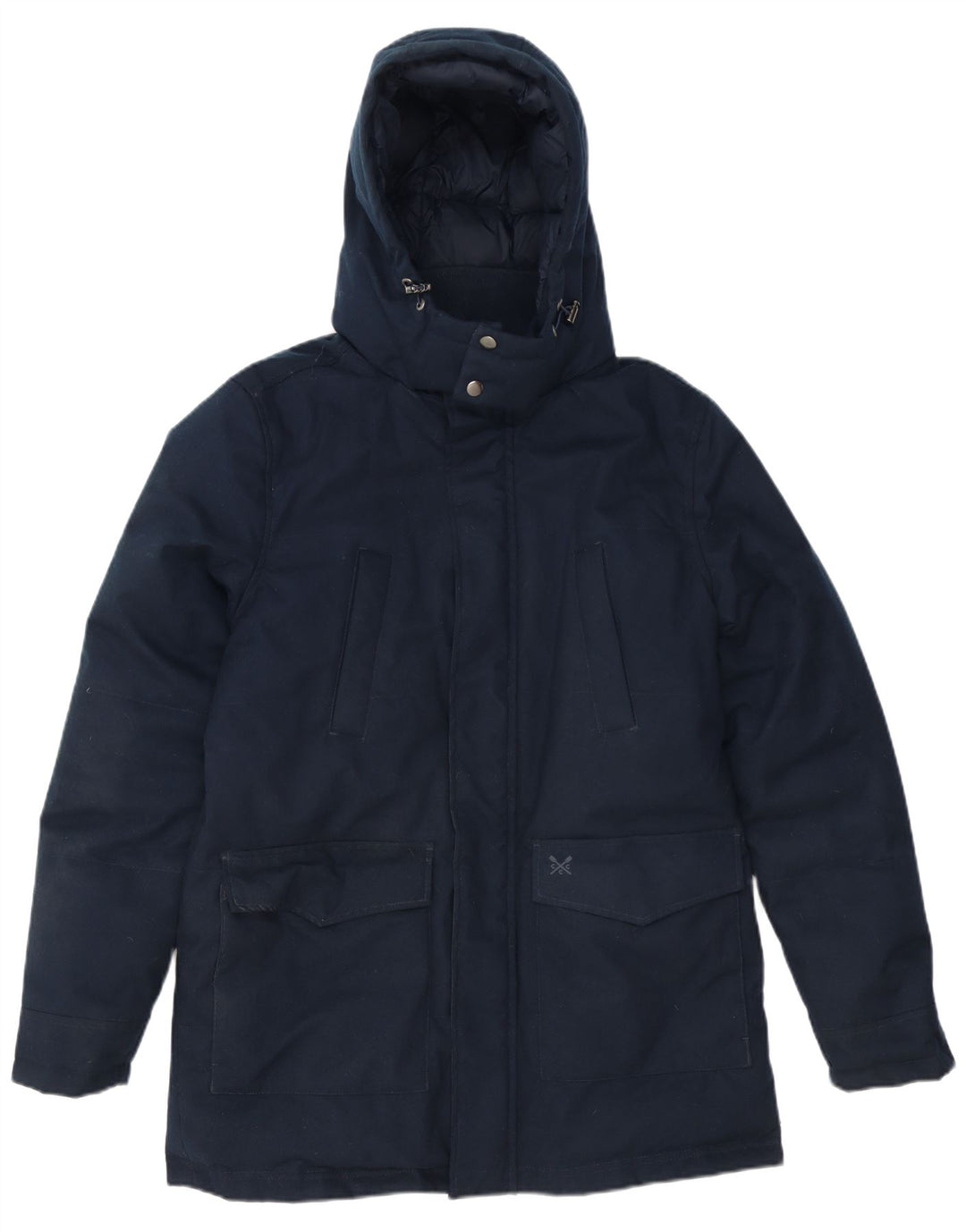 Crew Clothing Мужская утепленная куртка с капюшоном UK 36, маленький темно-синий полиэстер