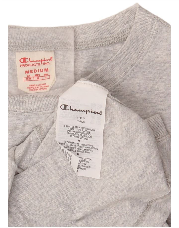 Женская футболка CHAMPION Top UK 14, хлопковая ткань среднего серого цвета с крапинками