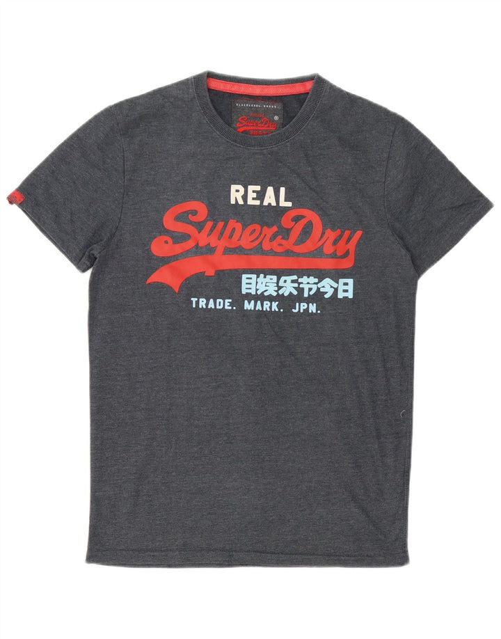 Superdry Мужская футболка с рисунком Верх среднего серого цвета, хлопок