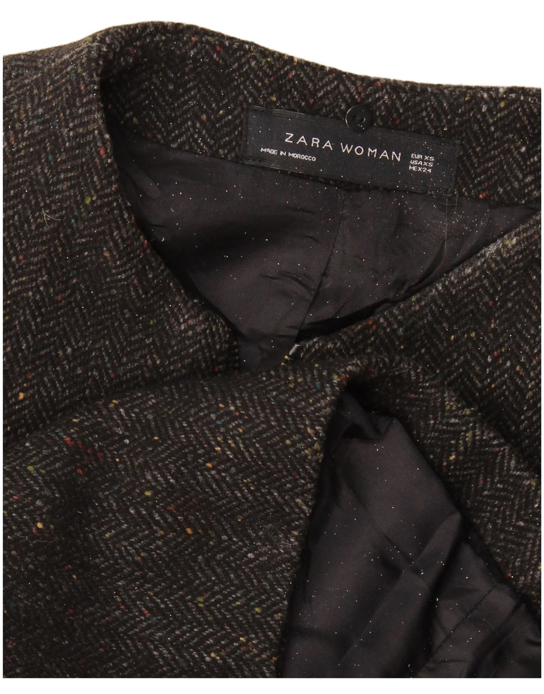 Женское пальто свободного кроя Zara UK 6 XS серое с узором «в елочку»
