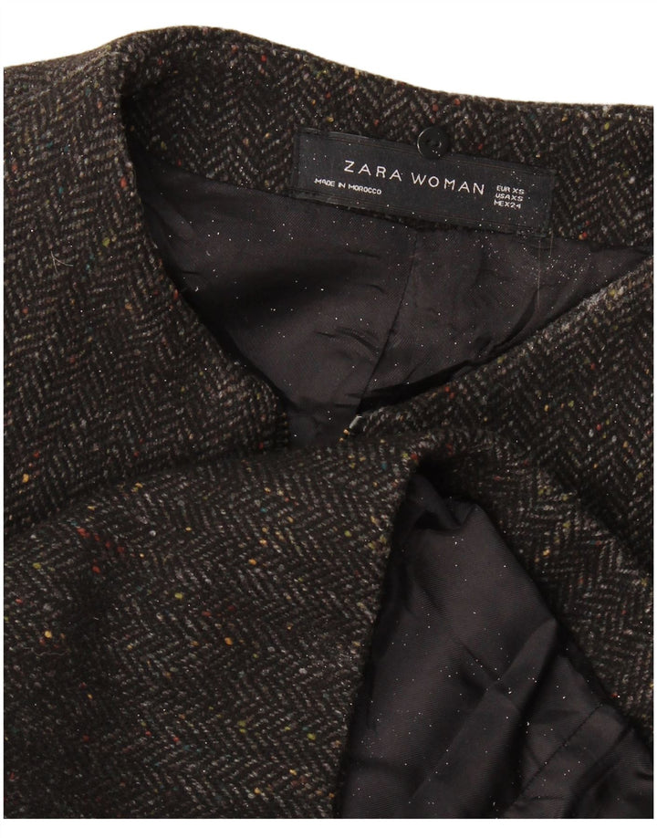 Женское пальто свободного кроя Zara UK 6 XS серое с узором «в елочку»