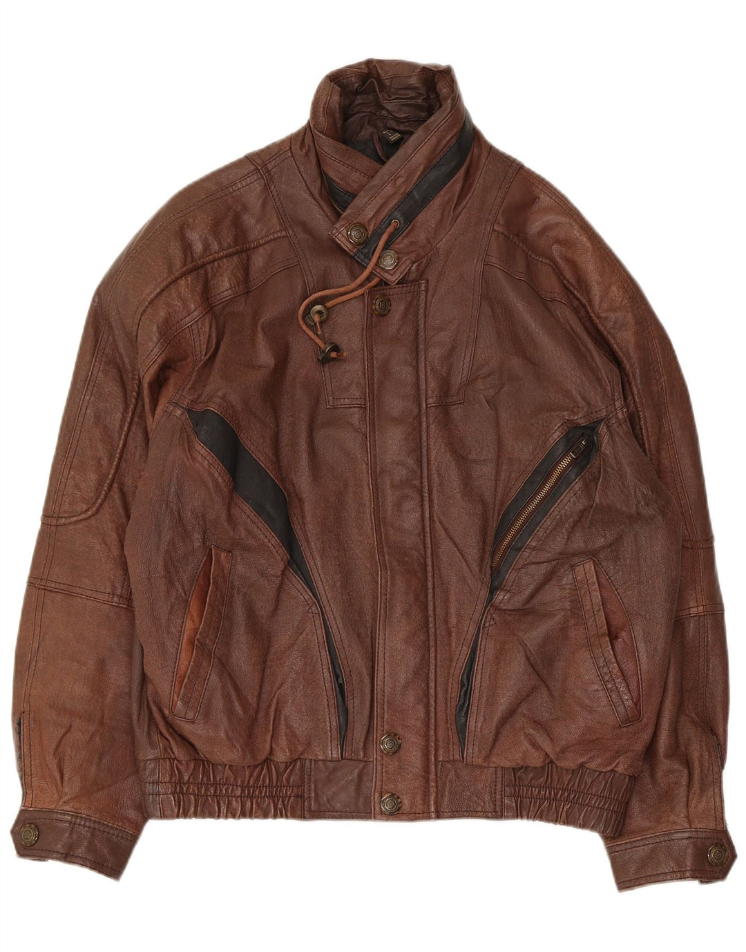 Мужская кожаная куртка VINTAGE UK 38, кожа среднего коричневого цвета