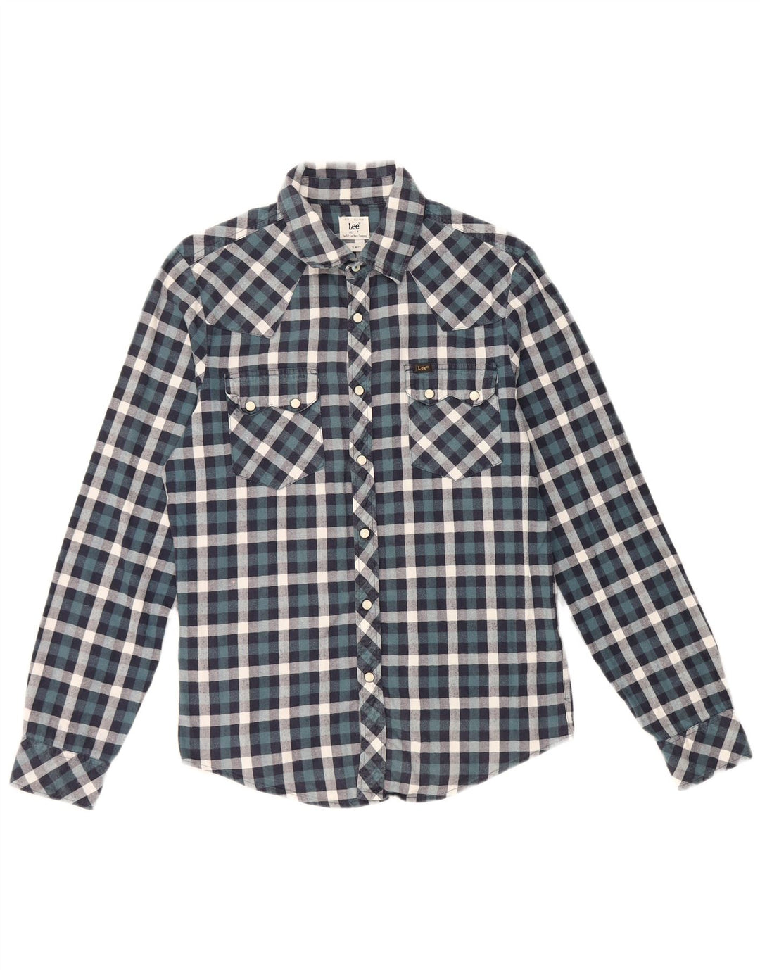 Lee Мужская рубашка узкого кроя, маленькая синяя клетка, хлопок