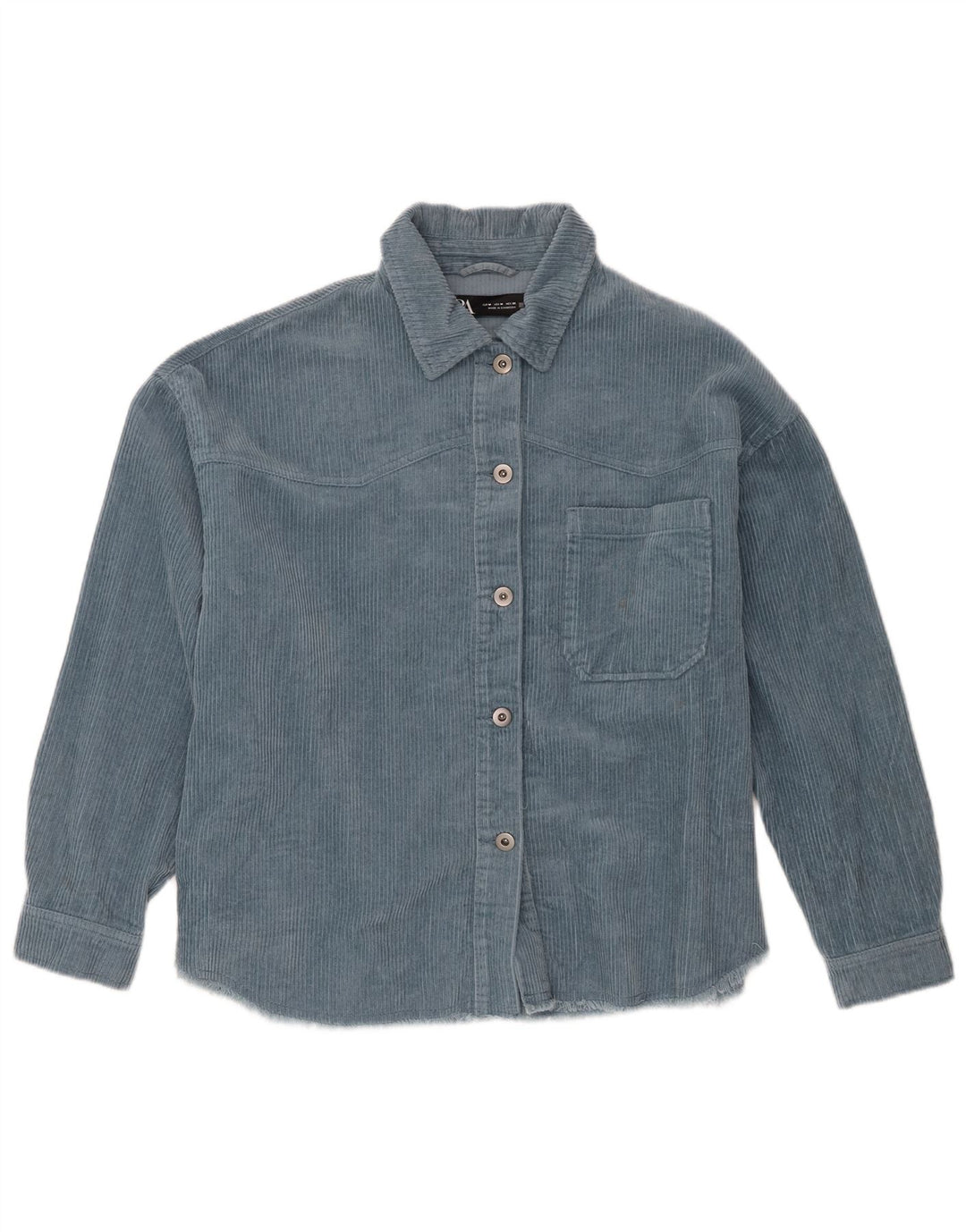 Женская вельветовая рубашка оверсайз Zara UK 14, хлопковый средний синий цвет