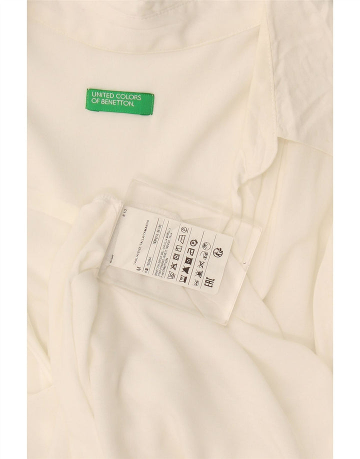Женская блузка-рубашка оверсайз Benetton UK 14, средний белый вискоза