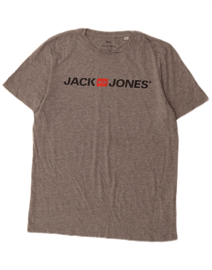 Мужская футболка с рисунком Jack & Jones, большой серый хлопок