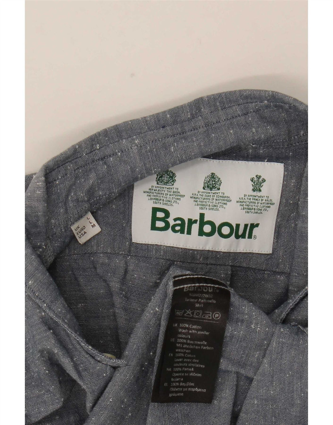 Мужская рубашка Barbour с коротким рукавом, большая серая хлопковая крапинка
