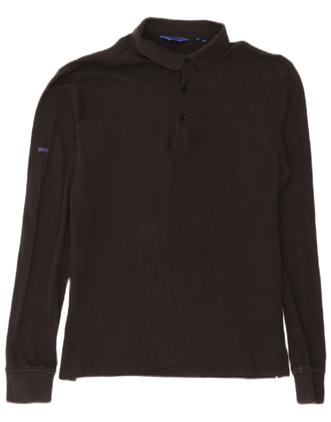 Мужская рубашка-поло с длинным рукавом Superdry, средний черный хлопок, черный цвет
