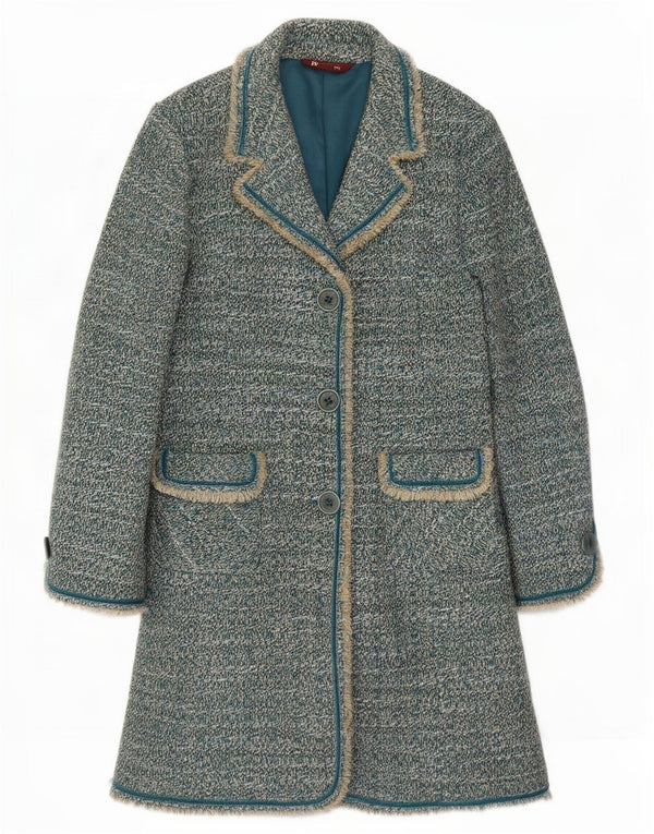 Женское пальто Monsoon UK 14, средний синий в крапинку, акрил