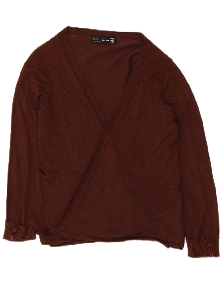 Женский кардиган с запахом Zara UK 12, средний коричневый вискоза