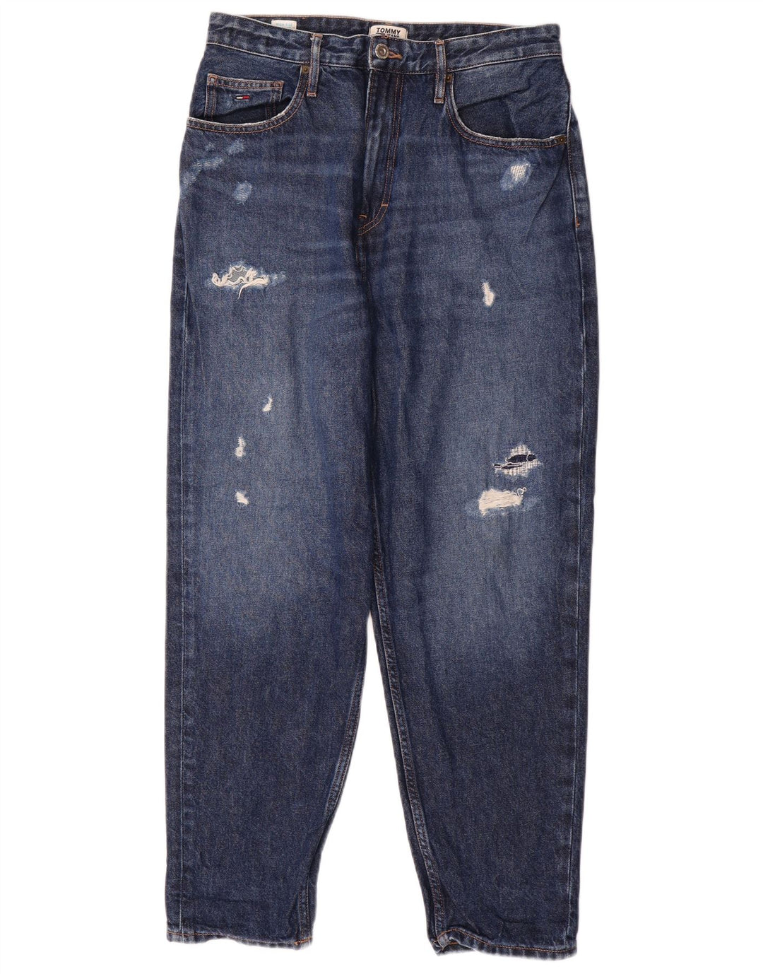 Женские потертые зауженные джинсы с высокой посадкой Tommy Hilfiger W29 L27 синие