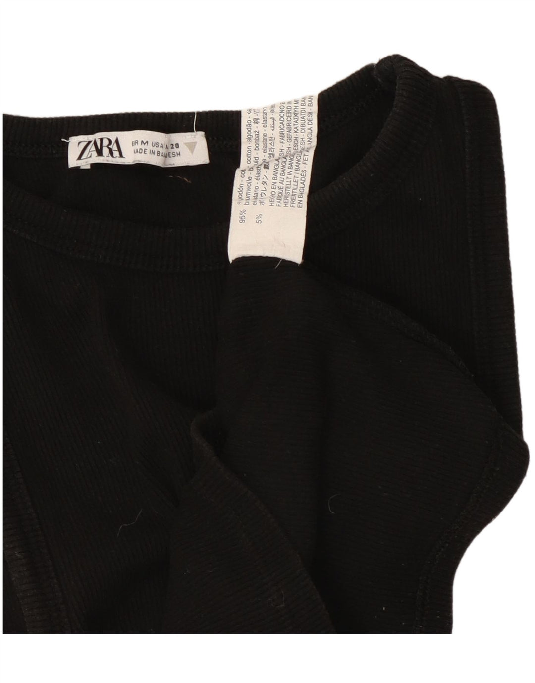 Женский укороченный жилет ZARA UK 12, средний черный хлопок