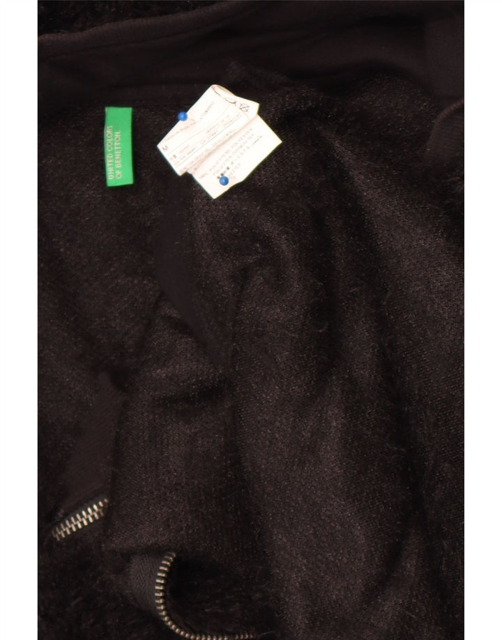 Женская флисовая куртка Benetton с капюшоном UK 14, средний черный полиэстер