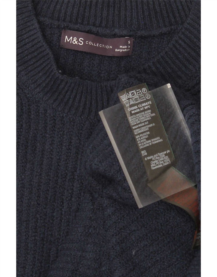 Женское платье-джемпер с длинными рукавами Marks & Spencer, маленькое темно-синее, полиэстер