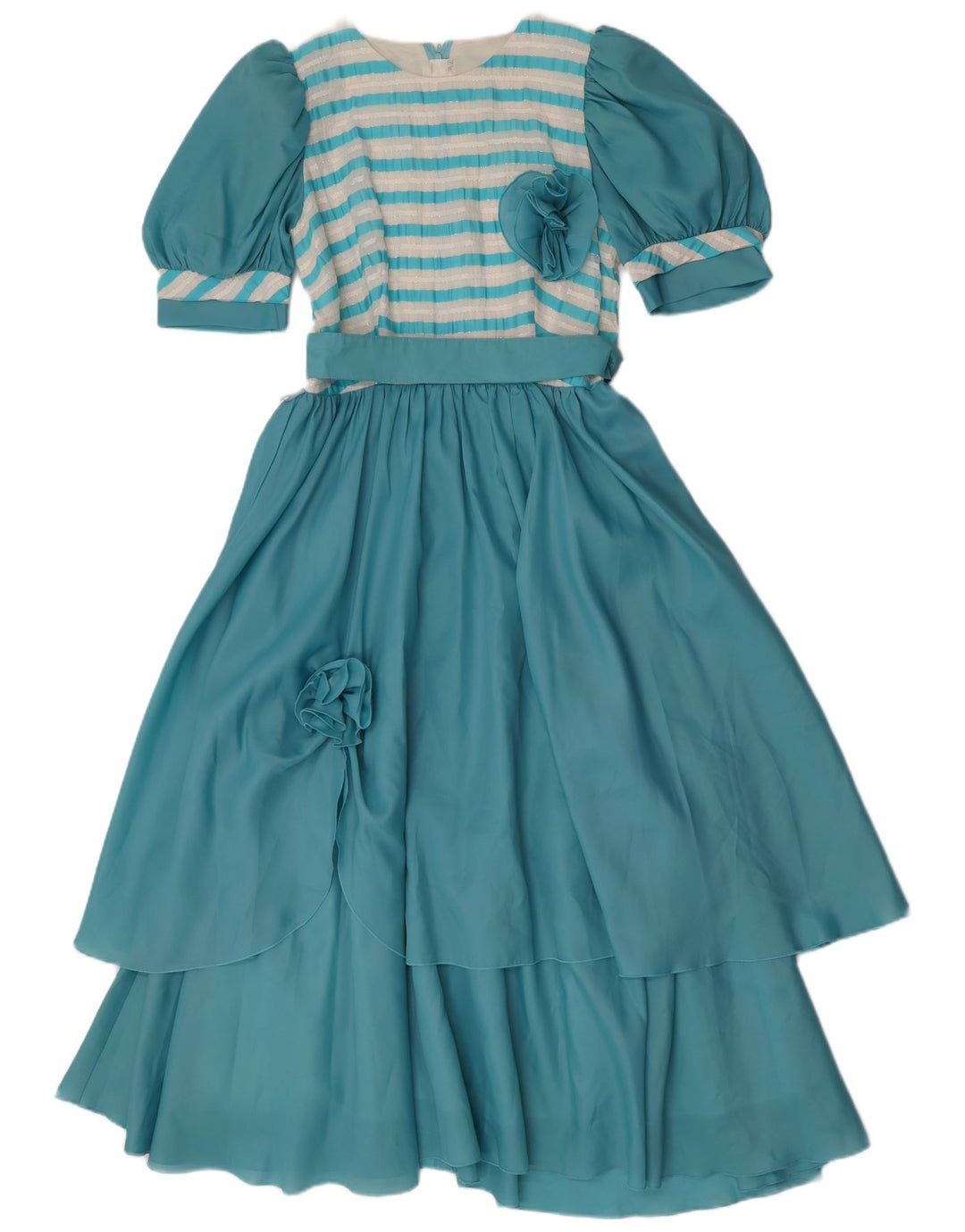 Винтажное женское платье макси IT 36 XS, полиэстер в синюю полоску