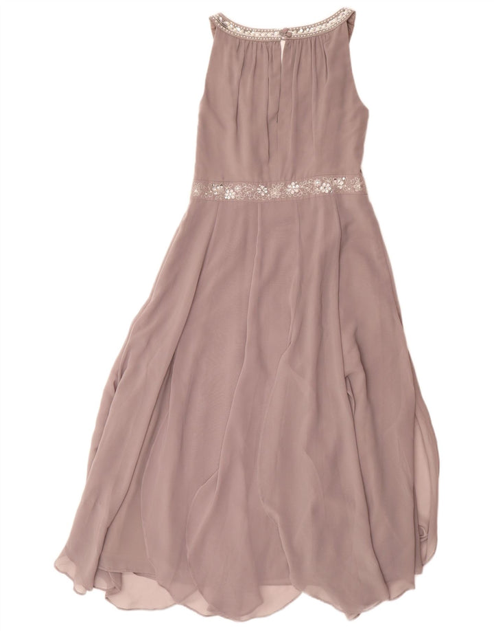 Женское платье макси без рукавов Monsoon UK 8, маленький серый полиэстер