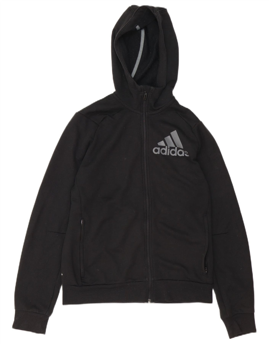 Adidas Мужской свитер с капюшоном и молнией с графическим рисунком, маленький черный полиэстер