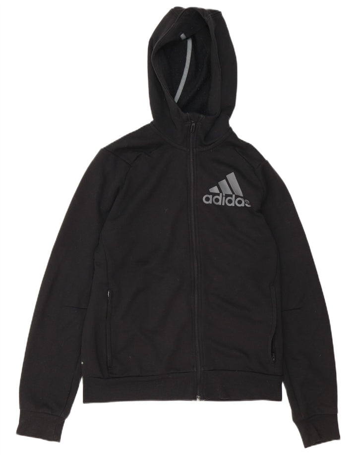 Adidas Мужской свитер с капюшоном и молнией с графическим рисунком, маленький черный полиэстер