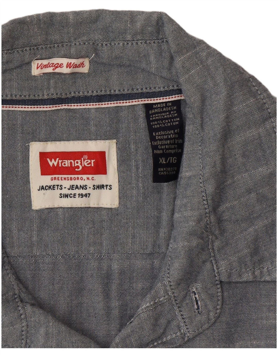 Мужская рубашка Wrangler XL, синяя, хлопок