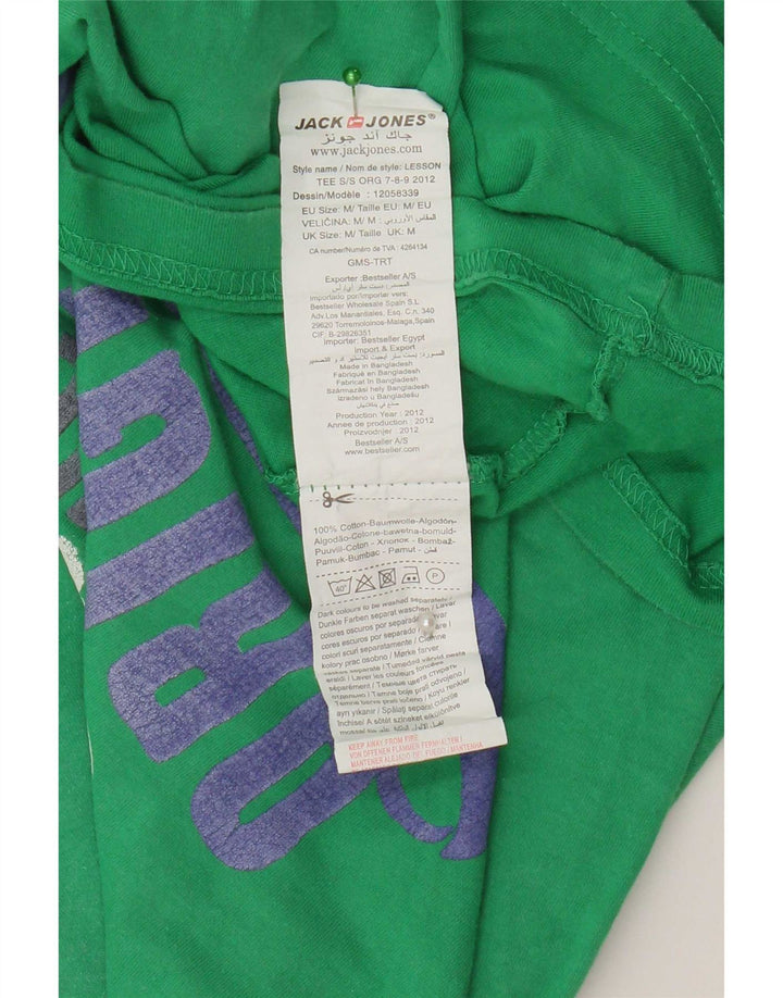 Мужская футболка с рисунком Jack & Jones, хлопковый топ среднего зеленого цвета