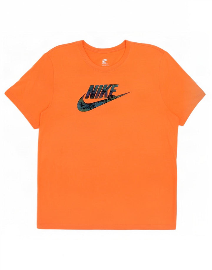 Мужская футболка с рисунком Nike, хлопковый топ среднего оранжевого цвета