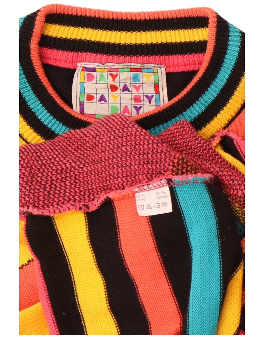 ВИНТАЖНЫЙ женский джемпер с круглым вырезом, Великобритания, 16, большой, разноцветный
